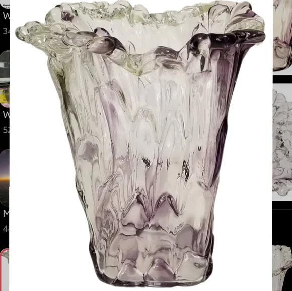 RARE signed Adam Jablonski Orignal. Amethyst colored crystal vase. - Picture 4 of 8